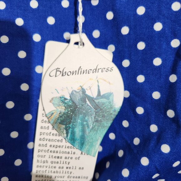 Bbonlinedress Dress Womens Size XXL Blue Polka Dot Sleeveless Midi Flared Skirt - Picture 2 of 14